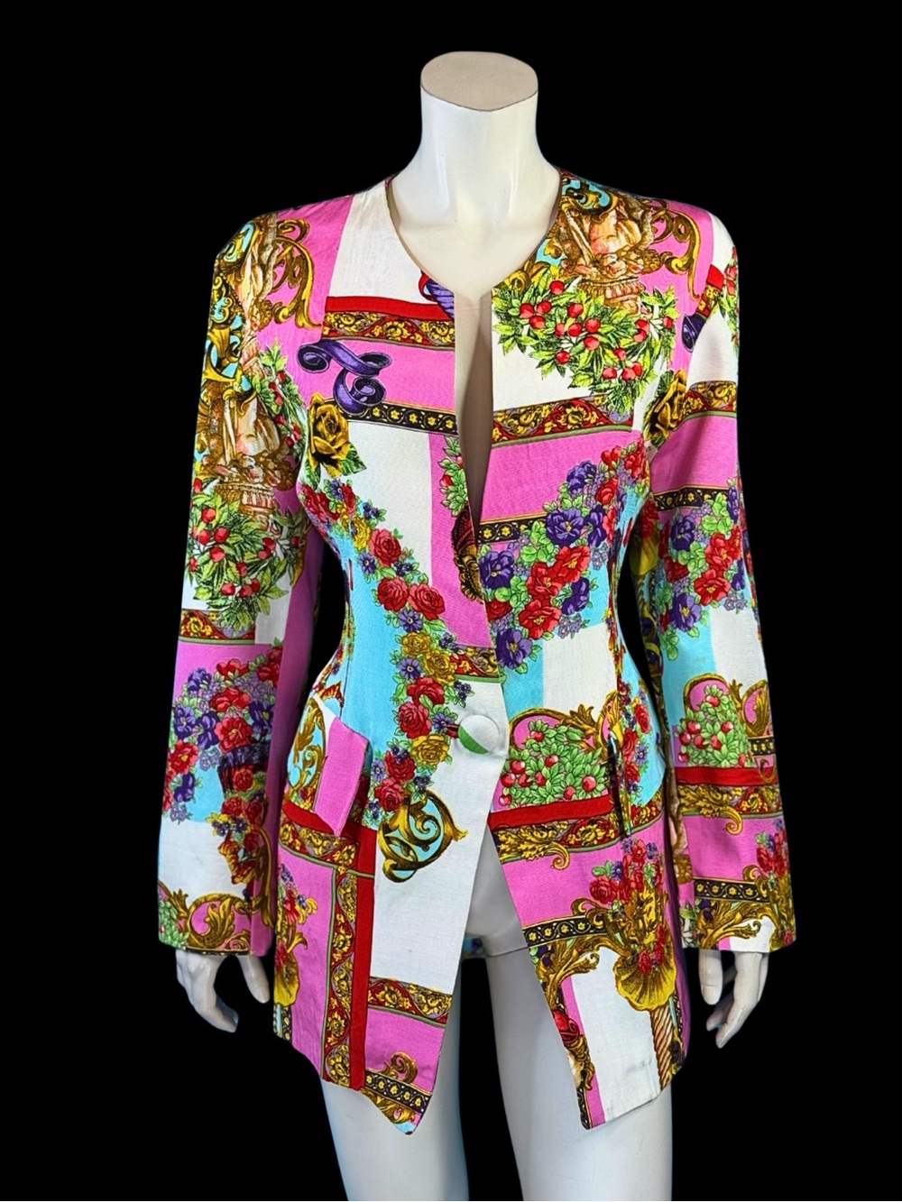 Vintage 90s Bestini Paris Baroque Print Blazer | 1990s Statement Jacket | S